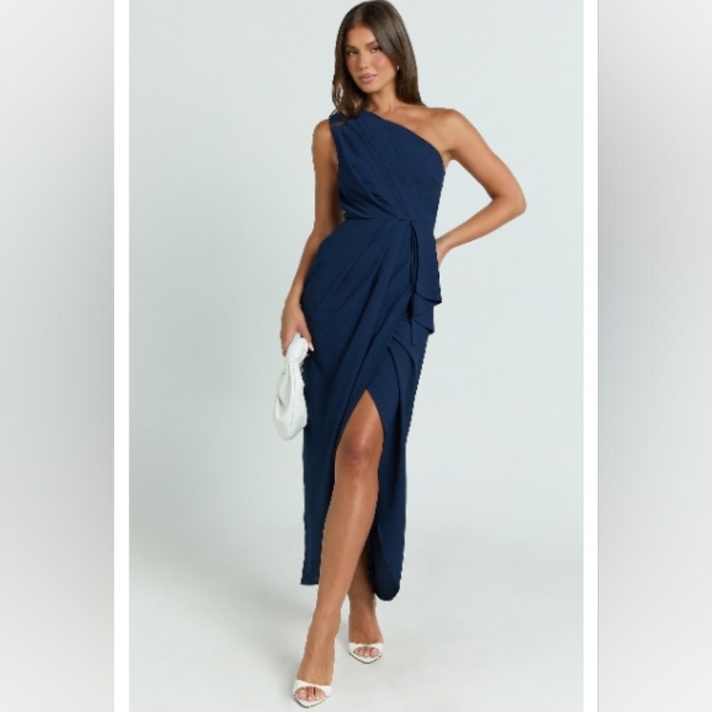 Showpo Navy One-Shoulder Dress